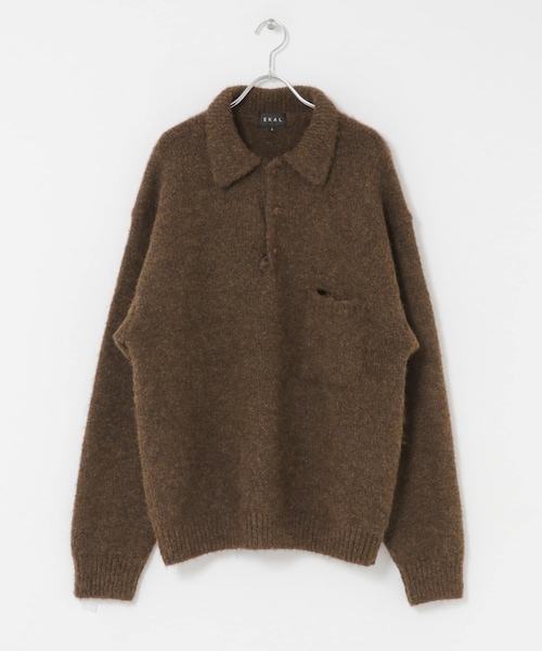 EKAL（エカル）の「シャギーニットポロプルオーバー（ニット/セーター・メンズ・グレー/ブラウン/フォーレンリーブス・M/L）」の4枚目の写真