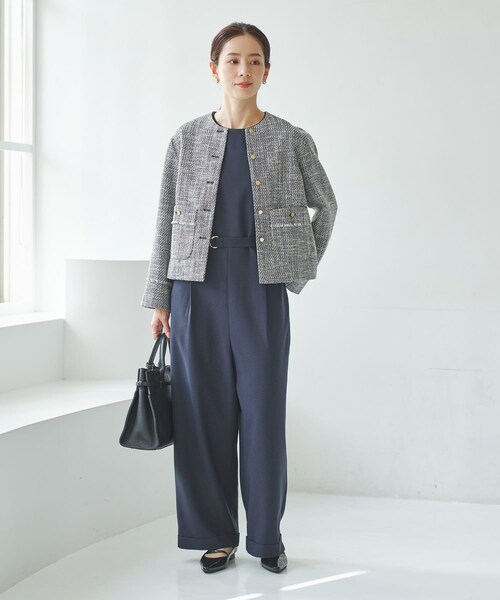 URBAN RESEARCH（アーバンリサーチ）の「ノーカラーツイードジャケット（ノーカラージャケット・レディース・OFF WHITE/BLACK MIX・Free）」の19枚目の写真