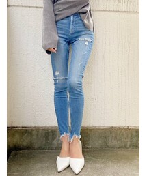 GYDA | HEMダメージスキニーデニムパンツ(デニムパンツ)