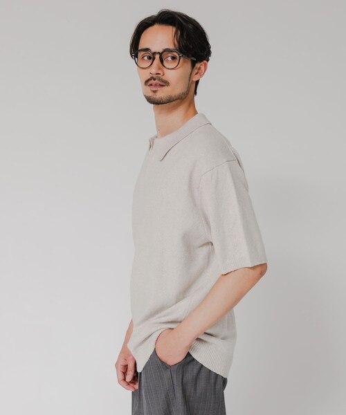 URBAN RESEARCH(アーバンリサーチ)の「SILK NOIL スキッパーポロニット(ポロシャツ・メンズ・NATURAL/BLACK・M/L)」の7枚目の写真