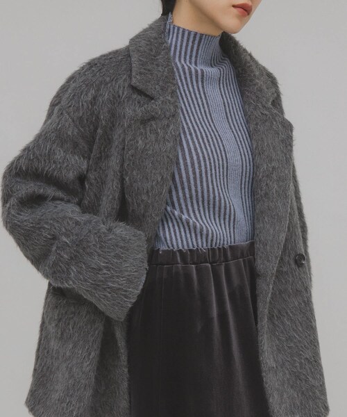 KBF（ケイビーエフ）の「illi　ランダムRIBハイネックニット（ニット/セーター・レディース・IVORY/RED/BLUE/CHARCOAL・One）」の14枚目の写真