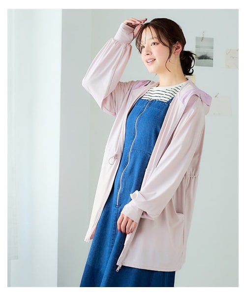 nissen（ニッセン）の「まるっと顔までUVドロストパーカー＜大きいサイズ有＞（パーカー・レディース・ネイビーグレー/黒/グレージュ/ラベンダー・S~M/L~LL/3L~4L/5L~6L/8L/10L）」の4枚目の写真