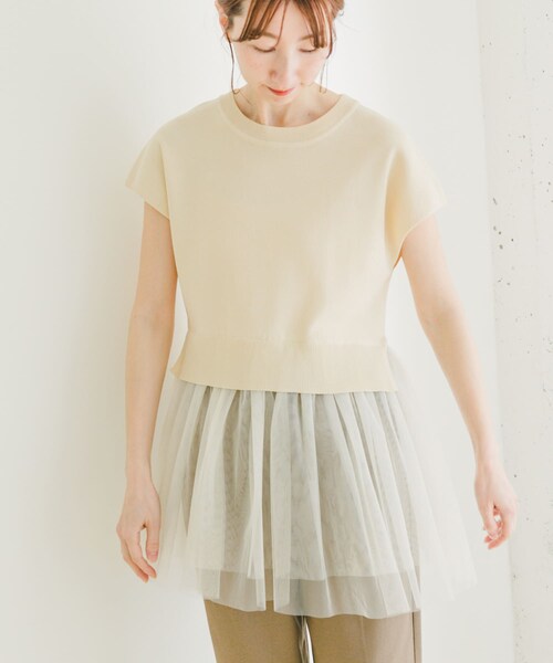 ITEMS URBANRESEARCH(アイテムズ アーバンリサーチ)の「ソウバリチュールドッキングニット(ニット/セーター・レディース・NVY/BLK/OFF・FREE)」の5枚目の写真