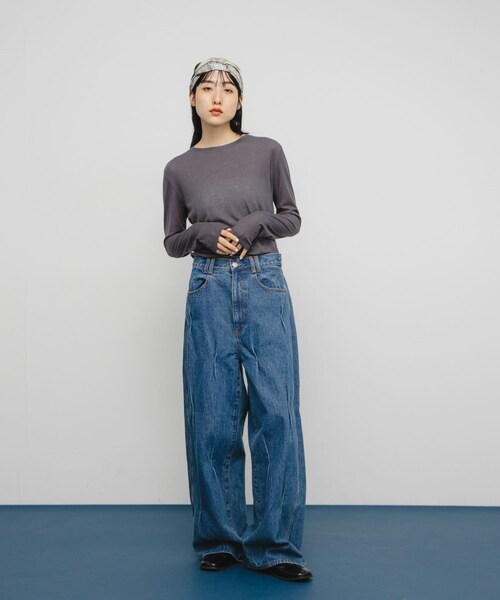 KBF（ケイビーエフ）の「シアーリブデザインカットソー（Tシャツ/カットソー・レディース・L.BEIGE/PINK/CHARCOAL・one）」の8枚目の写真