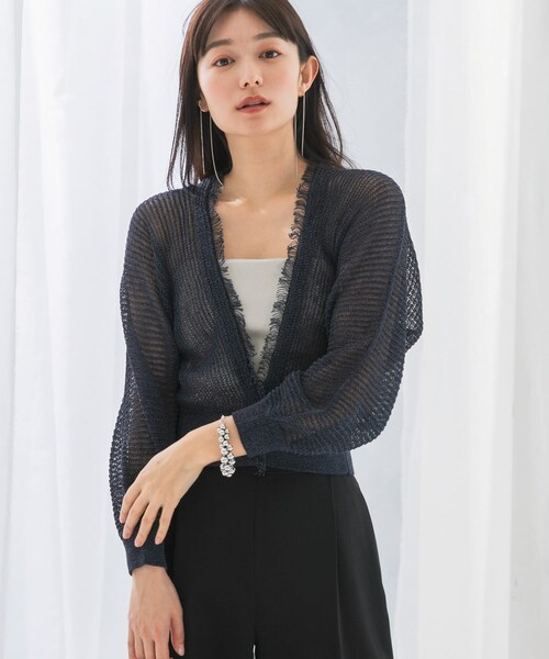 URBAN RESEARCH ROSSO（アーバンリサーチロッソ）の「柄編みフリンジカーディガン（カーディガン/ボレロ・レディース・navy/off/aqua・FREE）」の16枚目の写真