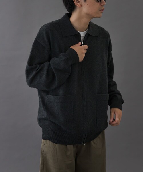 URBAN RESEARCH DOORS(アーバンリサーチドアーズ)の「FORK&SPOON PROVORONEジップカーディガン(カーディガン/ボレロ・メンズ・CHARCOAL/BROWN・4/5)」の4枚目の写真