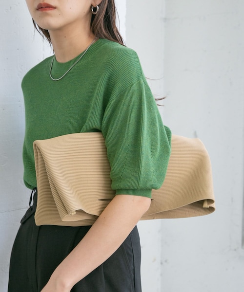 KBF（ケイビーエフ）の「スクエアニットBAG（ハンドバッグ・レディース・BLACK/YELLOW/BEIGE・one）」の2枚目の写真