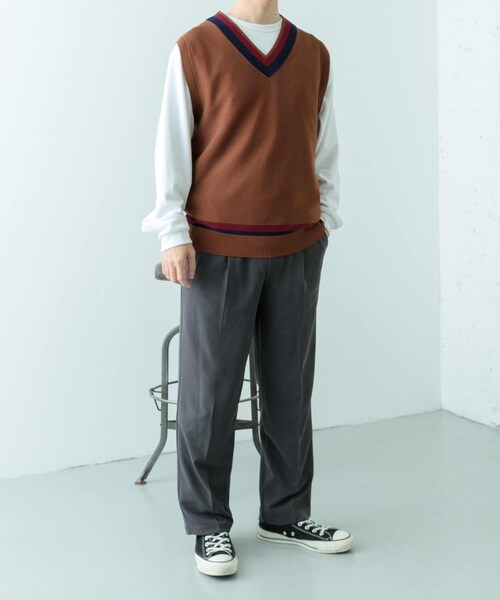 ITEMS URBANRESEARCH（アイテムズ アーバンリサーチ）の「ガーター編みチルデンニットベスト（ベスト・メンズ・BRN/NTL・M/L）」の4枚目の写真