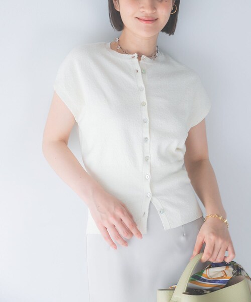 URBAN RESEARCH ROSSO（アーバンリサーチロッソ）の「リネンコットンウエストシェイプデザインニット（ニット/セーター・レディース・WHITE/CARAMEL・Free）」の7枚目の写真