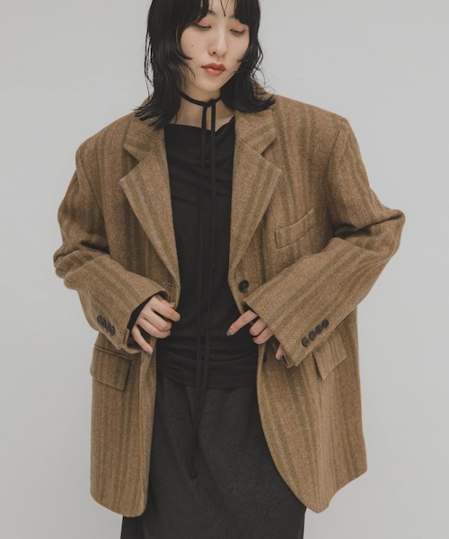 KBF（ケイビーエフ）の「ウールMIXテーラードジャケット（テーラードジャケット・レディース・ORANGE/GREEN・One）」の3枚目の写真