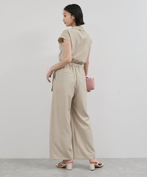 VIS（ビス）の「エアタン加工リラックスロンパース（サロペット/オーバーオール・レディース・ブラック/ベージュ系・F）」の5枚目の写真