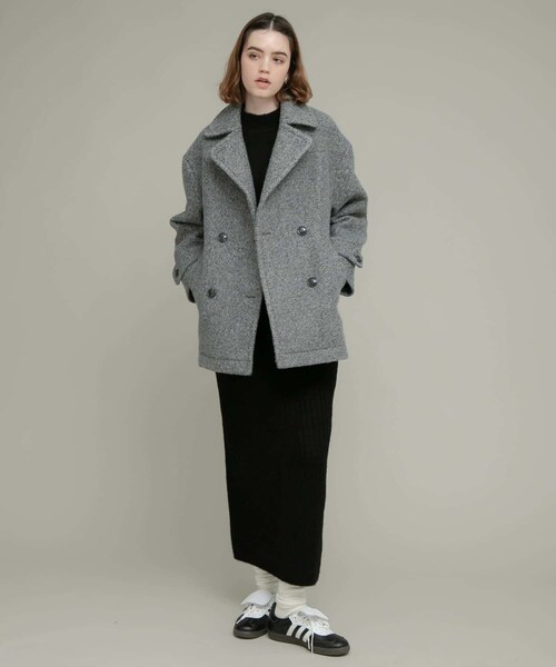 URBAN RESEARCH Sonny Label（アーバンリサーチサニーレーベル）の「ウールライクカーリーシャギーコクーンコート（テーラードジャケット・レディース・エクリュ/グレー/チャコール・FREE）」の22枚目の写真