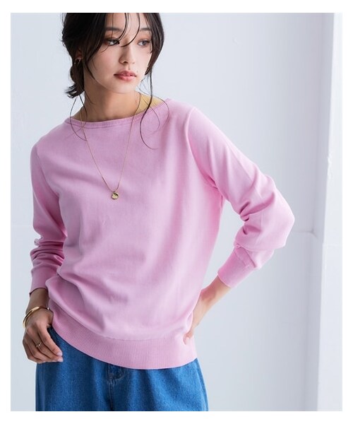 nissen（ニッセン）の「洗えるＵＶカット綿１００％ボートネックニット＜大きいサイズ有＞（ニット/セーター・レディース・黒/杢グレー/オフホワイト/グレージュ/アイスブルー杢/ライムイエロー/モーブグリーン/チャコールグレー杢/パープル/オーキッドピンク/ソフトライム・S/M/L/LL/3L/4L/5L/6L/8L/10L）」の17枚目の写真