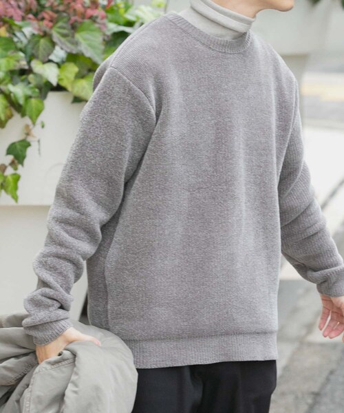 ITEMS URBANRESEARCH（アイテムズ アーバンリサーチ）の「ダブルフェイスシェニールクルーネックニット（ニット/セーター・メンズ・WHT/BLUE GRAY/GREIGE/INK BLACK・M/L）」の20枚目の写真