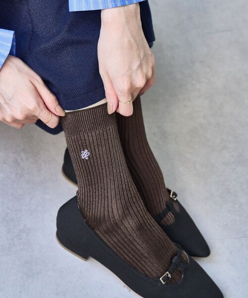 ROPE' PICNIC（ロペピクニック）の「RPロゴソックス（ソックス/靴下・レディース・ブラック/ホワイト/ダークブラウン/シルバー・F）」の9枚目の写真