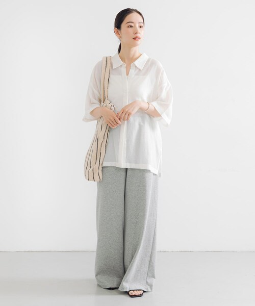 URBAN RESEARCH（アーバンリサーチ）の「コットンカラミシアーオーバーシャツ（シャツ/ブラウス・レディース・BLACK/OFF・FREE）」の9枚目の写真