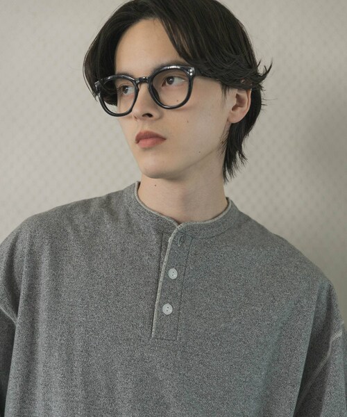 SENSE OF PLACE by URBAN RESEARCH（センスオブプレイスバイアーバンリサーチ）の「『別注』Healthknit×SENSE OF PLACE　ヘンリーネックTシャツ（Tシャツ/カットソー・メンズ・BLACK/TOP  GRAY/OATMEAL・M/L）」の16枚目の写真