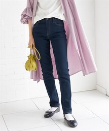 nissen | 大きいサイズ　すごのびストレッチデニムスリムパンツ（選べる太もも）（選べる3レングス）【lafarfa　掲載商品】(デニムパンツ)