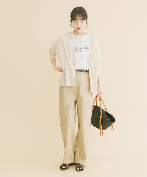 ITEMS URBANRESEARCH(アイテムズ アーバンリサーチ)の「『UVカット/洗濯可』Vネックオーバーカーディガン(楽着シリーズ)(ニット/セーター・レディース・OFF/RED/BEG/BLK・Free)」の10枚目の写真