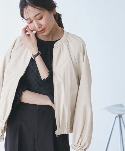 ROPE' PICNIC（ロペピクニック）の「【撥水加工・花粉ガード】リサイクルナイロンブルゾン（ブルゾン・レディース・チャコール/ホワイト系/ベージュ・38）」の19枚目の写真