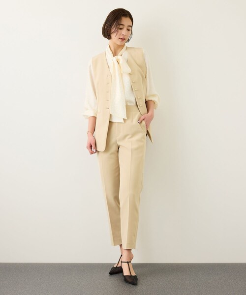 ROPE'（ロペ）の「ダブルクロスストレッチペンシルパンツ/接触冷感・イージーケア・セットアップ対応（その他パンツ・レディース・ブラック/ベージュ・36/38）」の9枚目の写真