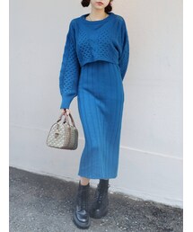 EVRIS | サイドオープンレイヤードニットワンピース(ワンピース)