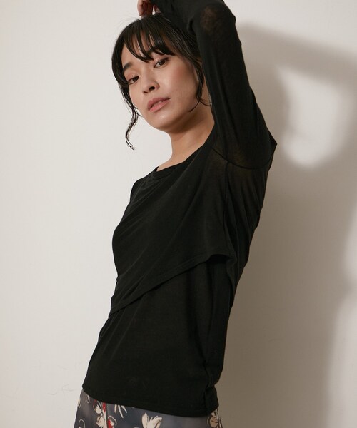 NERGY（ナージー）の「【SET】カシミアシルクレイヤードトップス（アンサンブル・レディース・ブラック/オフホワイト/ラベンダー/オレンジ・F）」の19枚目の写真