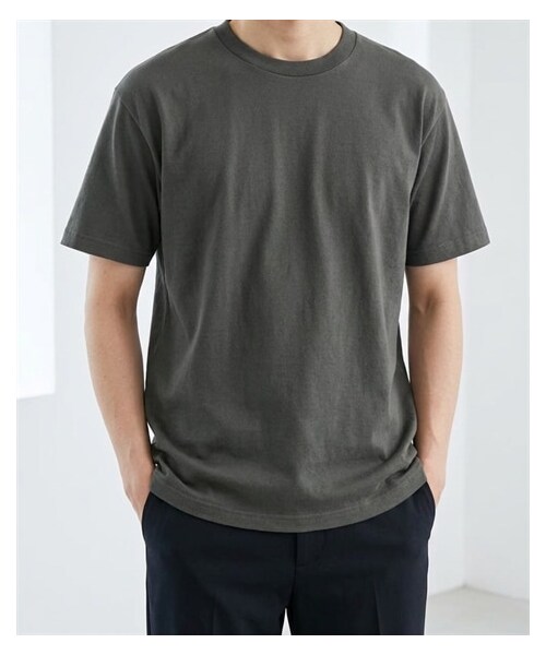 nissen（ニッセン）の「綿１００％無地クルーネック半袖Ｔシャツ（Tシャツ/カットソー・メンズ・ホワイト/デニム/チャコール/オートミール/ネイビー/ライトピンク/ライトパープル/シーブルー/ロイヤルブルー/フォレスト/アクア/ライトイエロー/オレンジ/レッド/バーガンディ/ブラック/ライトベージュ/サンドカーキ/キャメル/ダークブラウン/ダスティピンク/ダスティブルー/アーミーグリーン/セメント/サファリ/モスグレー/アシッドブルー・S/M/L/XL/XXL/XXXL/4XL/XXXXL/5XL）」の4枚目の写真