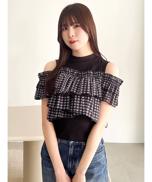 dazzlin（ダズリン）の「2WAYスリーブコンパクトトップス（Tシャツ/カットソー・レディース・オフホワイト/グレー/ブラック/レッド/イエロー・F）」の15枚目の写真