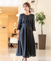 Jolie et Jolie | 【結婚式・パーティードレス】アシメレーススカート切替ウエストタックワンピースドレス＜大きいサイズ＞(ドレス)