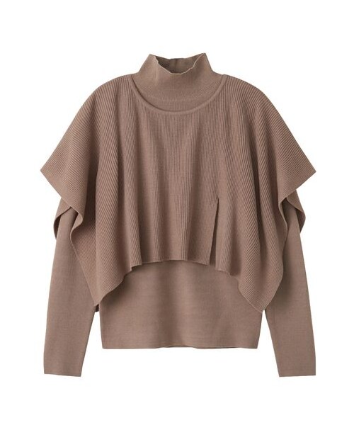nissen（ニッセン）の「ポンチョ風レイヤードニット（2点セット）［Soiunique］（ニット/セーター・レディース・グレージュ/くすみブルー/ブラック・M/L/LL）」の5枚目の写真