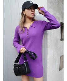 EVRIS | シャツミニニットワンピース(ワンピース)