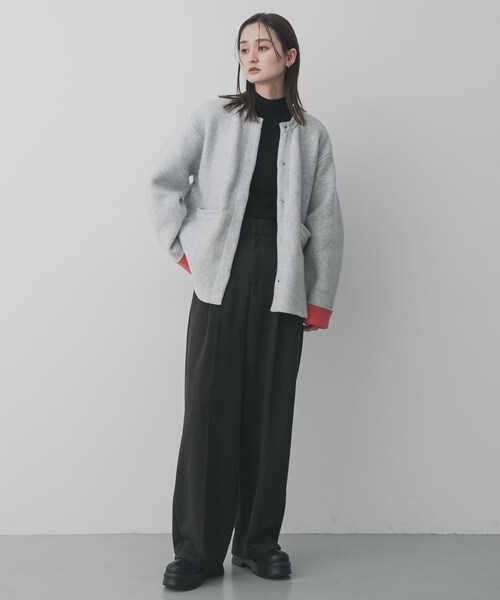 SENSE OF PLACE by URBAN RESEARCH（センスオブプレイスバイアーバンリサーチ）の「バイカラーニットコート（テーラードジャケット・レディース・L.GRY×PNK/CHA×BLU/MOC×YEL/YEL×GRY・one）」の11枚目の写真