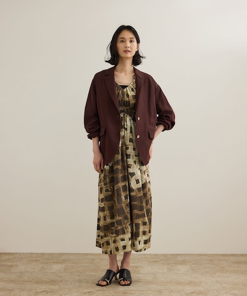 ROPE'(ロペ)の「スクエア ジオメトリックプリントワンピース/洗える(ドレス・レディース・ダークブラウン/ブルー・F)」の14枚目の写真