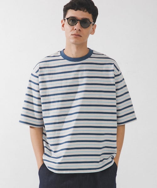 URBAN RESEARCH Sonny Label（アーバンリサーチサニーレーベル）の「マルチボーダーショートスリーブTシャツ（Tシャツ/カットソー・メンズ・ブルー/グリーン/ピンク・M/L）」の2枚目の写真