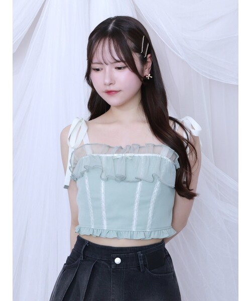 EATME（イートミー）の「ショルダーリボンベアビスチェ（キャミソール・レディース・オフホワイト/グリーン/ブルー・F）」の4枚目の写真