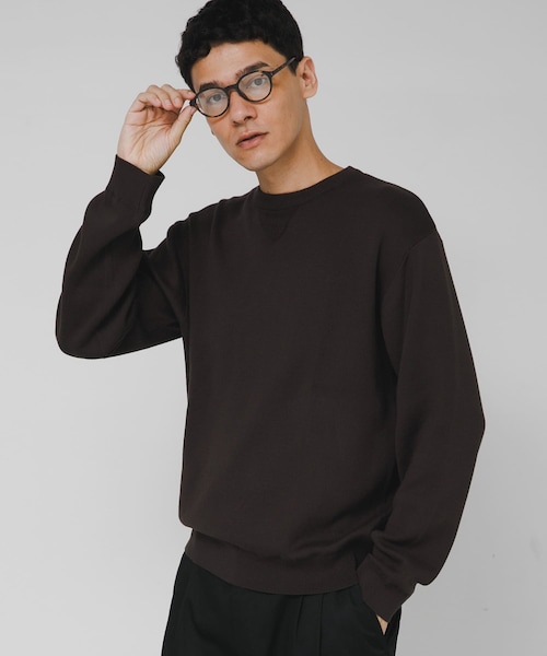 URBAN RESEARCH Sonny Label（アーバンリサーチサニーレーベル）の「スウェットライクニットプルオーバー（ニット/セーター・メンズ・チャコール/グレー/ブラック/グリーン/ダークブラウン・S/M/L/XL）」の4枚目の写真