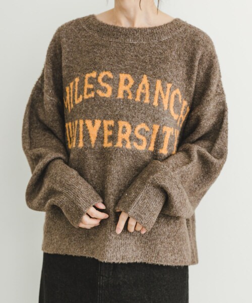 ITEMS URBANRESEARCH（アイテムズ アーバンリサーチ）の「ブークレビッグロゴニット（ニット/セーター・レディース・BRN/L.GRAY/MNT・FREE）」の15枚目の写真