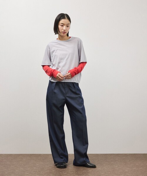 ADAM ET ROPE'(アダムエロペ)の「3レイヤードジャージートップス(Tシャツ/カットソー・レディース・ブラック系/グレー系・F)」の6枚目の写真