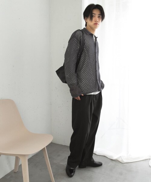 SENSE OF PLACE by URBAN RESEARCH(センスオブプレイスバイアーバンリサーチ)の「『ユニセックス』メッシュ衿付きカーディガン(カーディガン/ボレロ・メンズ・CHARCOAL/MINT/NAVY・M/L)」の16枚目の写真