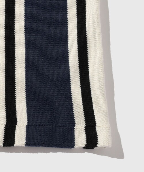 ADAM ET ROPE'（アダムエロペ）の「【RICE NINE TEN/ライス ナイン テン】KNITTED SOCCER SHIRT（ポロシャツ・メンズ・ホワイト系/ネイビー・1/2）」の9枚目の写真
