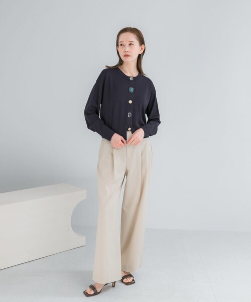 URBAN RESEARCH ROSSO（アーバンリサーチロッソ）の「Torrazzo Donna　BIJOU CARDIGAN（カーディガン/ボレロ・レディース・NAVY/WHITE・Free）」の8枚目の写真