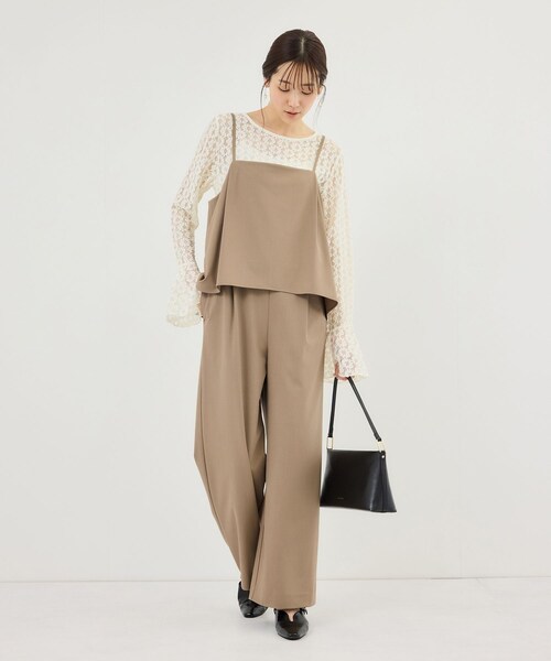 ROPE' PICNIC(ロペピクニック)の「レイヤードオールインワン(つなぎ/オールインワン・レディース・ブラック/ベージュ系・L/M/S)」の4枚目の写真