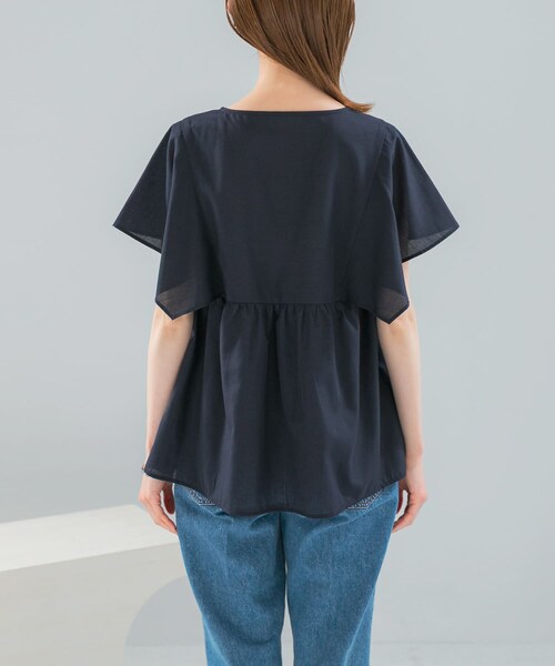 URBAN RESEARCH ROSSO（アーバンリサーチロッソ）の「『WEB限定』『UR TECH Smart Linen Touch』フレアスリーブブラウス（シャツ/ブラウス・レディース・B/STRIPE/NAVY/LIGHT PINK・Free）」の5枚目の写真