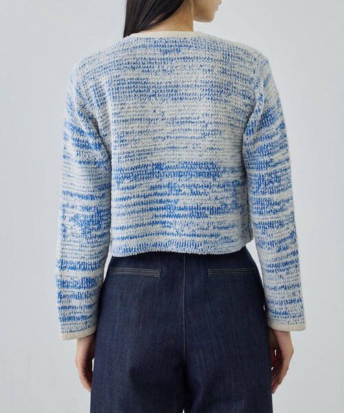 ROPE'（ロペ）の「ツイードニットショート丈カーディガン/イージーケア（カーディガン/ボレロ・レディース・キナリ/ブルー・F）」の17枚目の写真