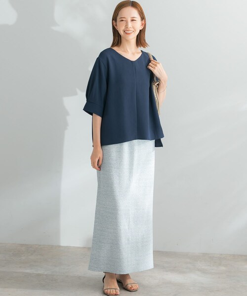 URBAN RESEARCH ROSSO（アーバンリサーチロッソ）の「ランダムパイルスリットスカート（スカート・レディース・MIX BLUE/MIX BEIGE/NAVY・FREE）」の19枚目の写真