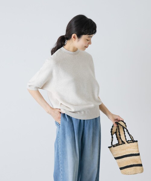 かぐれ（カグレ）の「コットンリヨセル半袖スウェット（スウェット・レディース・LIGHT GRAY/OATMEAL/NAVY・Free）」の14枚目の写真