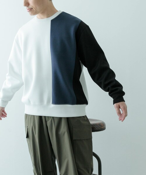ITEMS URBANRESEARCH（アイテムズ アーバンリサーチ）の「ストレッチダンボール 切替トップス A（スウェット・メンズ・BLK/MOC/NVY・M/L）」の18枚目の写真