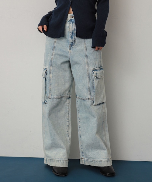 SENSE OF PLACE by URBAN RESEARCH(センスオブプレイスバイアーバンリサーチ)の「ヴィンテージデニムワイドパンツ(デニムパンツ・レディース・GRAY/L.INDIGO・S/M)」の3枚目の写真