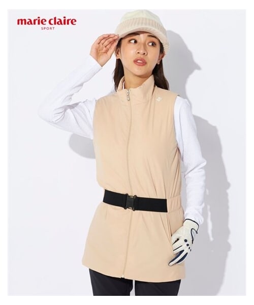 marie claire 薄中綿チュニックベスト（静電気防止裏地付）（はっ水・保温・ストレッチ）